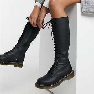 Dr Martens 1B60 20-eye knee high boot with zip in black